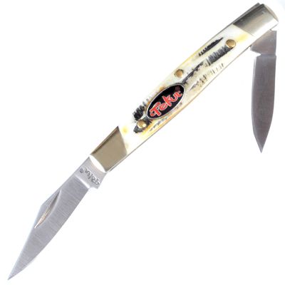 Складной нож TEKUT с двумя лезвиями, рукоятка кость (полная длина 13.6см, длина лезвия 7см) ― fonarik.in.ua