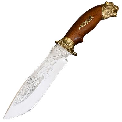 Нож эксклюзивный Спутник "Тигр" (длина: 29cm, лезвие: 15cm), в кожаных ножнах