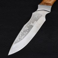 Knife Sputnik "Curve Dirk" (length: 26.5cm, blade: 13.2cm), in a leather sheath