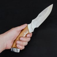 Knife Sputnik "Curve Dirk" (length: 26.5cm, blade: 13.2cm), in a leather sheath