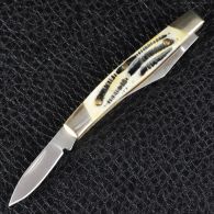 Складной нож TEKUT с двумя лезвиями, рукоятка кость (полная длина 13.6см, длина лезвия 7см)