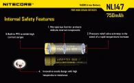 Аккумулятор литиевый Li-Ion 14500 Nitecore NL147 3.7V (750mAh), защищенный