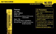Аккумулятор литиевый Li-Ion 18650 Nitecore NL189 3.7V (3400mAh), защищенный