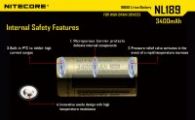 Аккумулятор литиевый Li-Ion 18650 Nitecore NL189 3.7V (3400mAh), защищенный