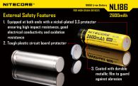 Аккумулятор литиевый Li-Ion 18650 Nitecore NL186 3.7V (2600mAh), защищенный