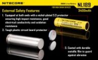 Аккумулятор литиевый Li-Ion 18650 Nitecore NL189 3.7V (3400mAh), защищенный