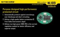 Аккумулятор литиевый Li-Ion 18650 Nitecore NL189 3.7V (3400mAh), защищенный