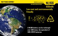 Аккумулятор литиевый Li-Ion CR123A Nitecore NL166 3.7V (650mAh), защищенный