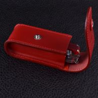 Чехол для ножей Victorinox (84-91мм, 2-4 слоя) на кнопке, кожаный, красный 4.0520.1
